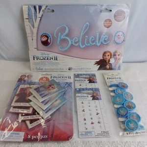 Frozen 2 Birthday Favor Lot And Balloons Nail Decals Keychain Hair Ponies - Picture 1 of 14