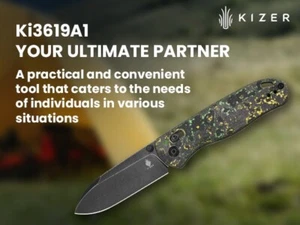 Kizer Azo Drop Bear 20CV Blade Clutch Lock Fatcarbon Ki3619A1 - Picture 1 of 13