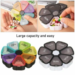 Blumenförmige Pillenhülle Medizinbox 7 Tage wöchentlich Pillenhalter Reise Organizer - Bild 1 von 45