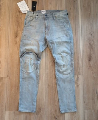 Jeans skinny masculino G-Star Raw 5620 3D com zíper no joelho tamanho 32/30 cinza NOVO.  US$ 190 - Imagem 1 de 4