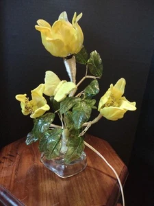 LAMPADA Murano CRISTALLO CECO Farfalla Fiore Giallo RARA 13" - Foto 1 di 13