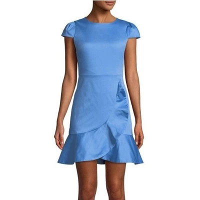 Алиса + Оливия Кирби оборки платье хлопок крышка рукав оболочка Cerulean синий размер 2 - Изображение 1 из 4