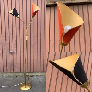 Stehlampe 50er Jahre Tütenlampe Midcentury Design Messing Rockabilly vintage alt - Bild 1 von 11