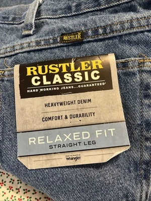 Rustler Classic Relaxed Fit Jeans 42x30 Blue Denim Heavyweight Straight Leg NWT - Image 1 of 4