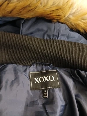 Chaqueta de invierno XOXO azul para mujer talla mediana capucha de piel sintética Foto 1 de 4