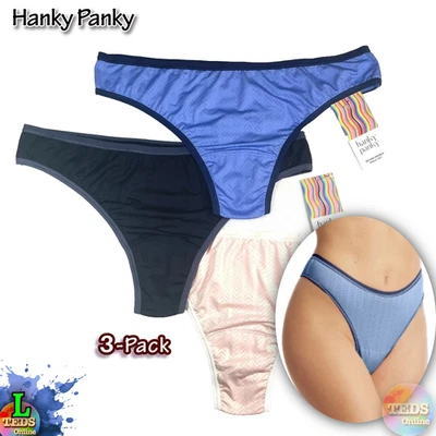 NUEVO CON ETIQUETAS PAQUETE DE 3 ropa interior Hanky Panky L Move calma tiro natural 2P1664 $69 Foto 1 de 4