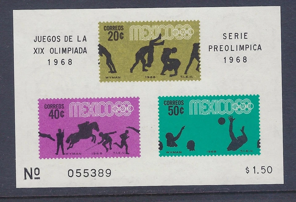 Мексика Олимпийский сувенирный лист Sc #992a CV$7 + (A33) - Изображение 1 из 1