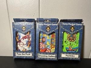 Tomy Pocket Games Lot of 3 Vintage 1970's In Original Boxes Pachinko Puck Shoot - Picture 1 of 6