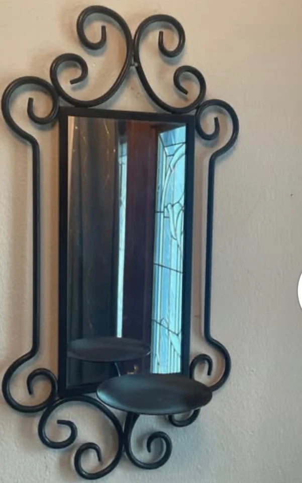 2 hermosos portavelas de pared con espejo vintage de 17” x 9” para decoración del hogar Foto 1 de 4