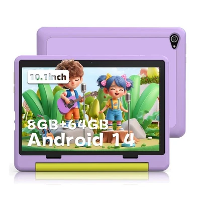 Anmecs Kids Tablet 10inch Android 13 Tablets 32/64GB with Shockproof Blue ＆ Pink - Image 1 of 4