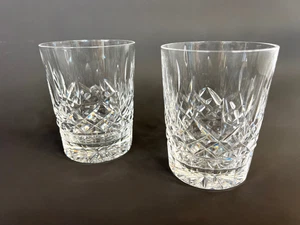 Waterford LISMORE Double Old Fashioned Tumbler Crystal Glasses 4 3/8” Set of 2 - Picture 1 of 8