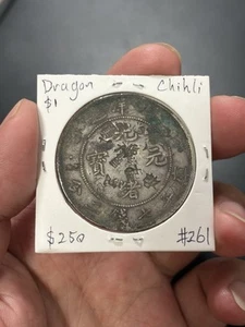 CHINA 1908 $1 DOLLAR CHIHLI DRAGON  CHOPMARKED - Picture 1 of 2