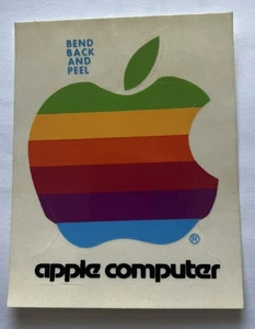 c1990 Apple Computer unbenutzt Regenbogen Logo Aufkleber Sticker Macintosh ungeschnittenes Blatt - Bild 1 von 3
