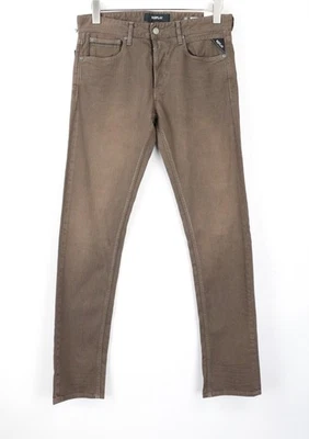 Replay Grover Men's W30/L34 Mid-High Brown Straight Stretch Jeans Buttoned - Image 1 of 4