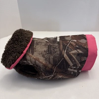 RealTree Edge XS Waterproof Camo Fleece Lined Dog Coat Jacket Pink Trim - Image 1 of 4