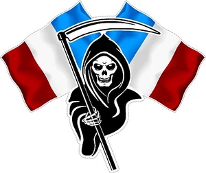 Racing Grim Reaper Skull French France Flags Car van bike Sticker Decal LS500 - Picture 1 of 1