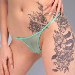 PLUG Shiny Mint Transparent Bikini String Tanga - Handmade in Germany - Picture 1 of 6