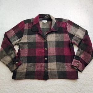 Christopher Banks Cardigan Sweater Top XL Pink Black Buffalo Check Button Up - Picture 1 of 9