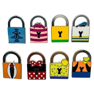 Juego de 8 prendedores Stitch Cheshire Cat Goofy de lanzamiento limitado con bloqueo de personaje de Disney Foto 1 de 4