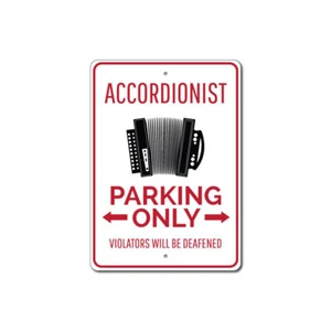 Letrero de estacionamiento acordeonista acordeón personalizado músico aluminio metal letrero de decoración - Imagen 1 de 4