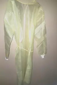 Medical isolation Gown Yellow Disposable Protective Gown Apron Long Sleeve 10 pk - Picture 1 of 10