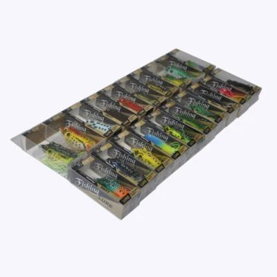 Señuelos de pesca de rana de goma de cuerpo hueco Topwater 20 piezas 6 cm/2,3"" con caja al por menor Foto 1 de 4