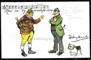 Early Comic Postcard: Sparring Men. Meet Me By The Moonlight Alone. D. Hardy - Picture 1 of 2