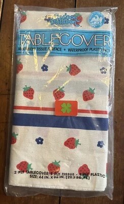 Mantel de picnic fresa vintage 2 capas - mantel verano MCM conversión Foto 1 de 4