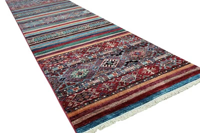  Teppich Orient Läufer Ziegler 85x300 cm 100% Wolle Handgeknüpft Rug blau  - Bild 1 von 4