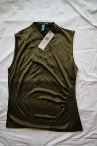 NWT Shimmery Gold & Black RALPH LAUREN Sleeveless Dressy Top Large - Picture 1 of 5