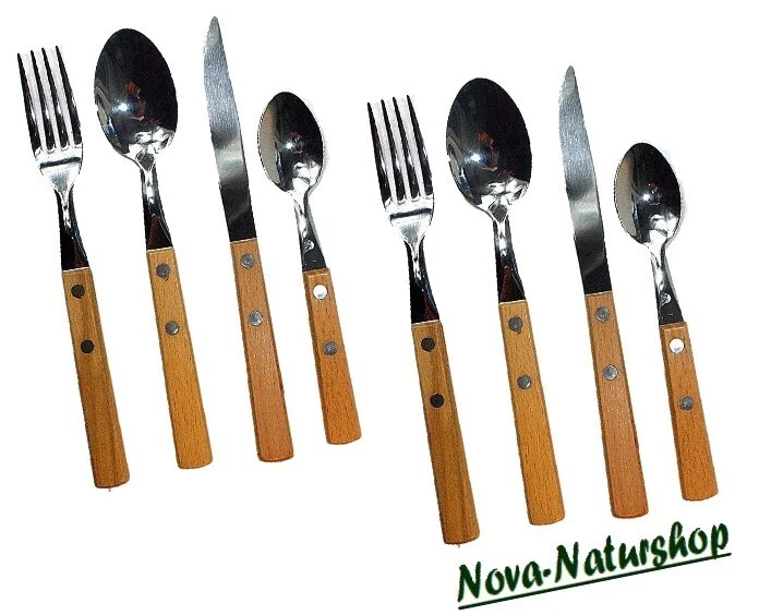 Holz  Besteck , Besteck mit Holzgriff Set - 8 Teile , Bayerisches Besteck Set - Bild 1 von 2