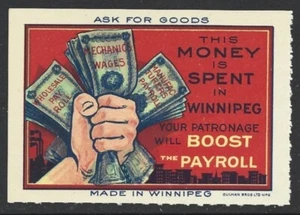 Canada 1914 Ask for Goods Made in Winnipeg Promotion Propaganda Cinderella VF-NH - Picture 1 of 2