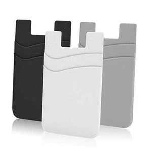 Phone Wallet, Phone Credit Card Holder Silicone Stick on Black+Gray+White - Picture 1 of 7