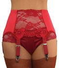 Suspender Belt English Garter 6 / Metal Clips Red with Lace