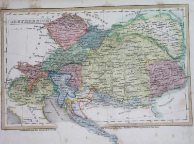 1838 ORIGINAL MAP POLAND HUNGARY ROMANIA BOHEMIA SLOVENIA CROATIA SLOVAKIA ITALY - Image 1 of 3