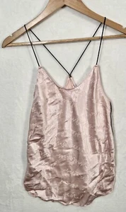 Victoria's Secret Signature Logo Pink Satin Lingerie Cami Camisole Medium Med M - Picture 1 of 6