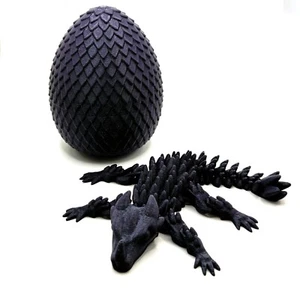 Mystical Black Dragon Egg with Guardian Dragon Sculpture - 3d printed in USA - Picture 1 of 6