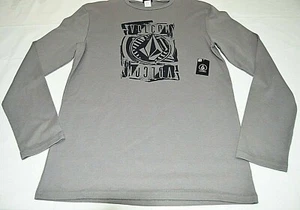 Volcom Mens Graphic Print Long Sleeve T-Shirt Crew Neck Light Gray Size L NWT - Picture 1 of 7