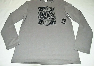 Volcom Mens Graphic Print Long Sleeve T-Shirt Crew Neck Light Gray Size L NWT - Image 1 of 4