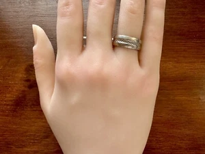 Vintage 14k White Gold Wide Cigar Wedding Band Ring Sz 7 - Picture 1 of 9