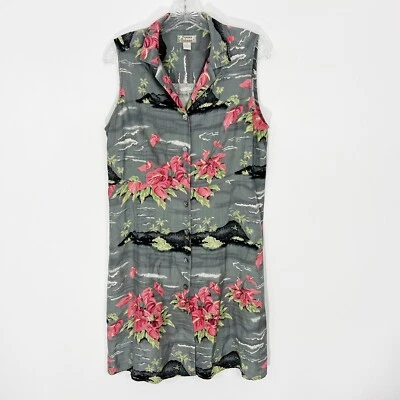 Tommy Bahama Silk Sleeveless Buttondown Dress Hawaiian Print Size 14 - Image 1 of 4