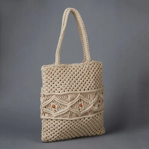 Handmade Breaded Beach bags Macrame Ethinic Bag With Natural Cording For Women|| - Picture 1 of 4