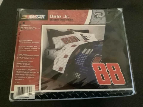 NEW Dale Earnhardt Jr. #88  QUEEN  BED SKIRT BEDDING Nascar Blue/White Cover