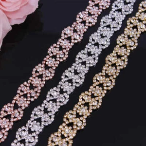 Rhinestone Diamante Crystal Chain Trim Wedding Dress Belt Bridal Bead Applique - Picture 1 of 8