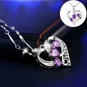 Necklace SilverMelon Chain Crystal Love Heart Pendant Womens Jewellery - Picture 1 of 14