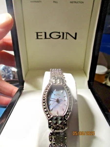 NWB*ELGIN LADIES M*O*P AND MARCASITE WATCH***NEEDS BATTERY - Picture 1 of 6