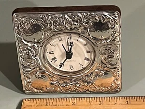 Florence Italy Sterling silver Quartz clock hammered repousse 3.5” - Picture 1 of 5