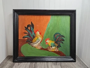 Framed Rooster Painting Signed Fiaoni Estate Find - Picture 1 of 10