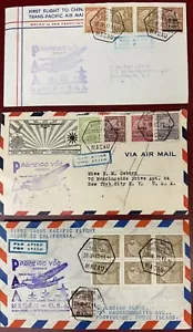 Macao, 1937, Lot of 3 Trans-Pacific First Flight Air Mail Covers - Picture 1 of 2