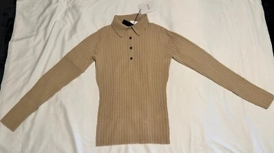 Suéter feminino Allude 100% cashmere com nervuras novo com etiquetas - Imagem 1 de 3